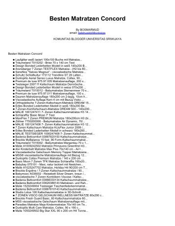 Besten Matratzen Concord - Komunitas Blogger Unsri - Universitas ...