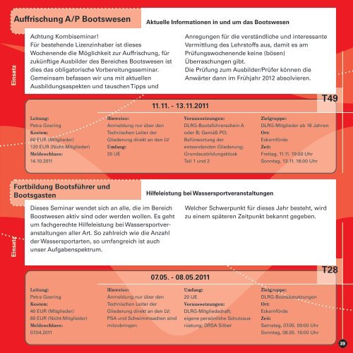 info 2011 - (DLRG), Landesverband Schleswig-Holstein