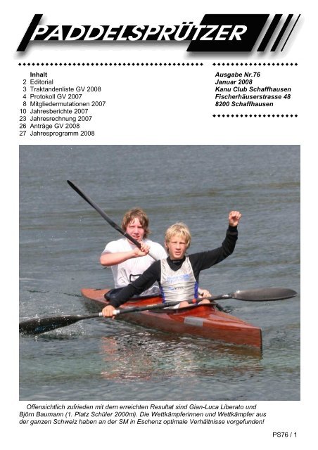 PS76 / 1 Ausgabe Nr.76 Januar 2008 Kanu Club Schaffhausen ...