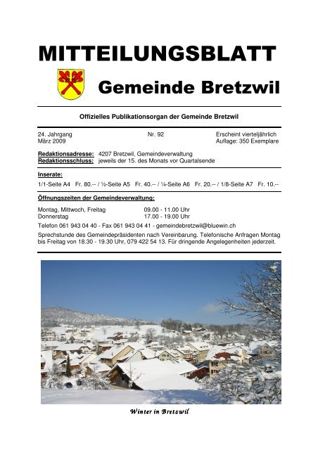 Mitteilungsblatt März 2009 - Bretzwil