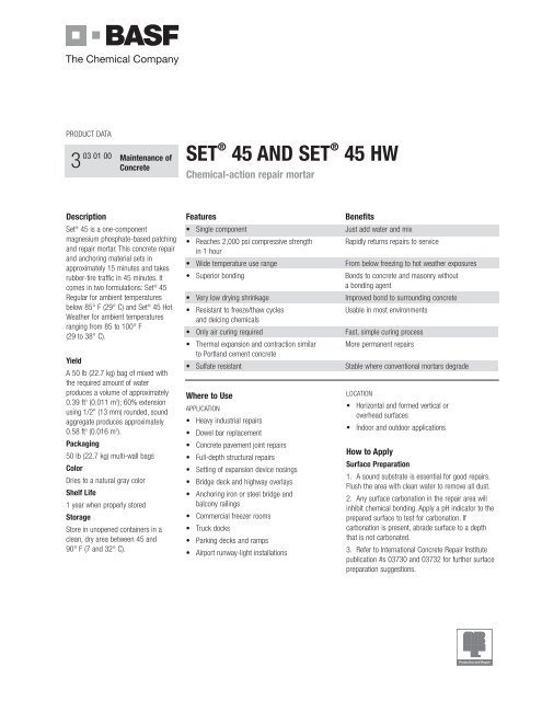 Set® 45 and Set® 45 HW 3 - Building Systems - BASF.com