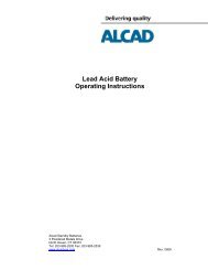 Lead Acid Battery Operating Instructions - Alcad.com