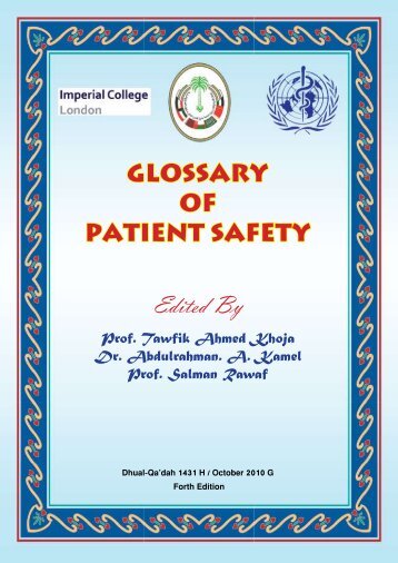 GLOSSARY OF PATIENT SAFETY Edited By