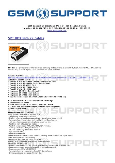 SPT BOX with 27 cables - Polish GSM