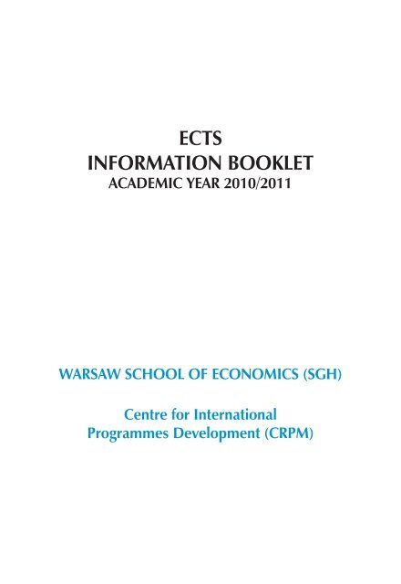 ECTS Student Information Booklet 2010-2011 - School of Business