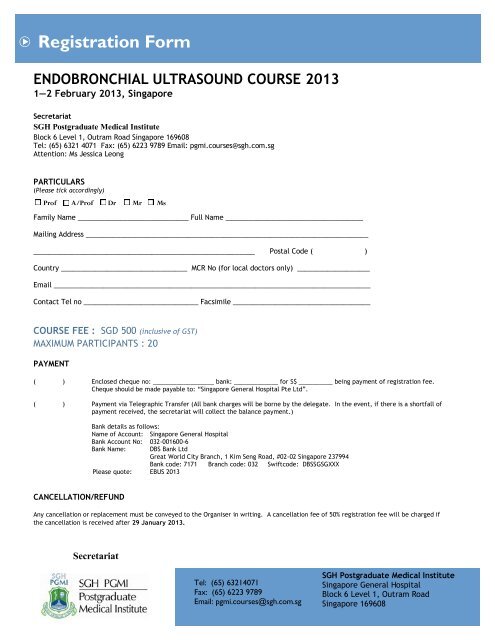 Endobronchial Ultrasound Course 2013 - Singapore General Hospital