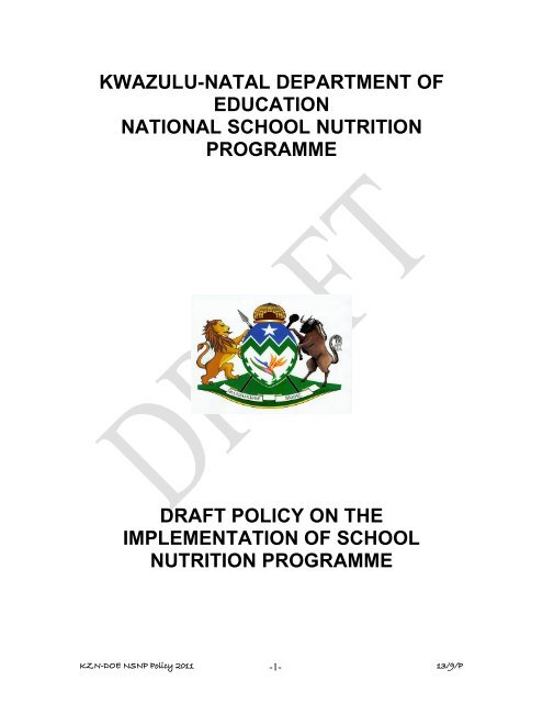 National School Nutrition Programme - KwaZulu-Natal Department ...