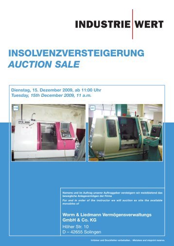 INSOLVENZVERSTEIGERUNG Auction SALE - IndustrieWert GmbH