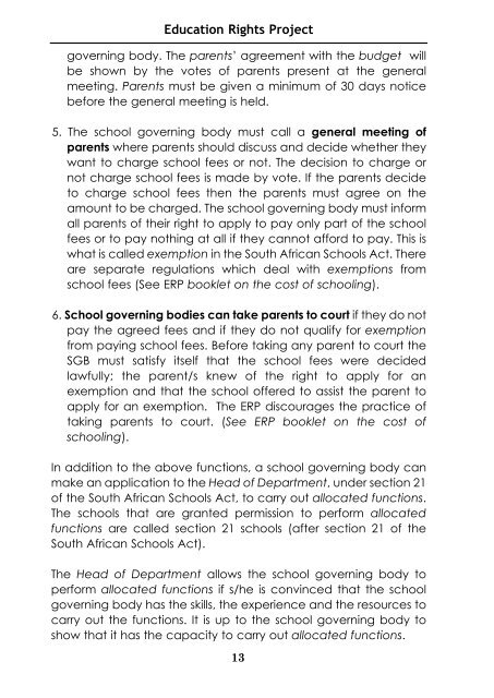 School Governing Bodies - Education Rights Project
