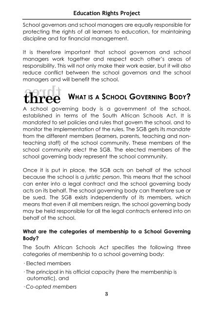 School Governing Bodies - Education Rights Project