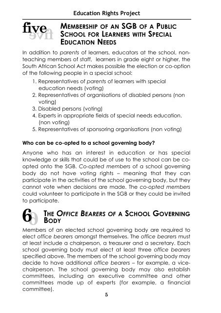 School Governing Bodies - Education Rights Project