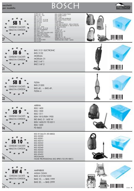 SACCHETTI E ACCESSORI PER ASPIRAPOLVERE - elettroget