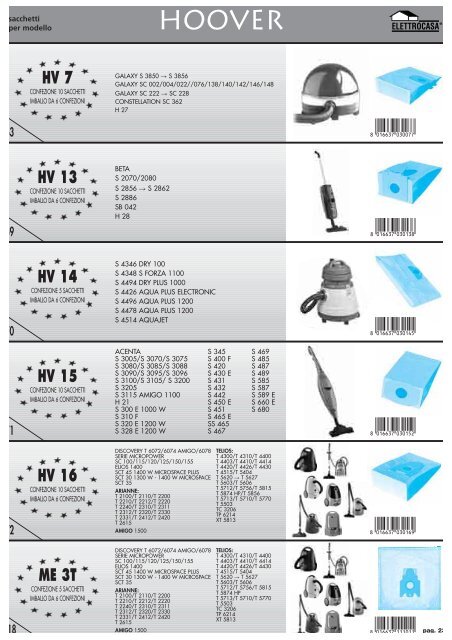 SACCHETTI E ACCESSORI PER ASPIRAPOLVERE - elettroget