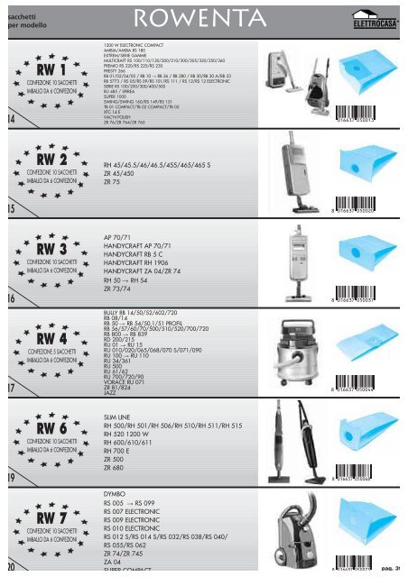 SACCHETTI E ACCESSORI PER ASPIRAPOLVERE - elettroget