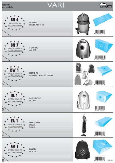 SACCHETTI E ACCESSORI PER ASPIRAPOLVERE - elettroget