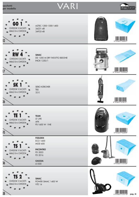 SACCHETTI E ACCESSORI PER ASPIRAPOLVERE - elettroget