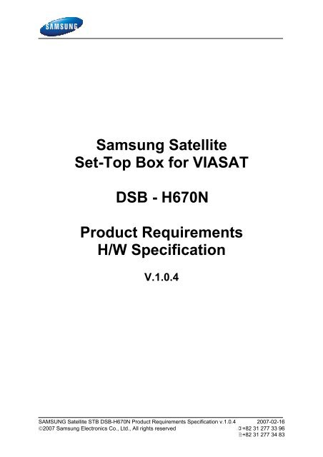 Samsung Satellite Set-Top Box for VIASAT DSB - H670N Product ...