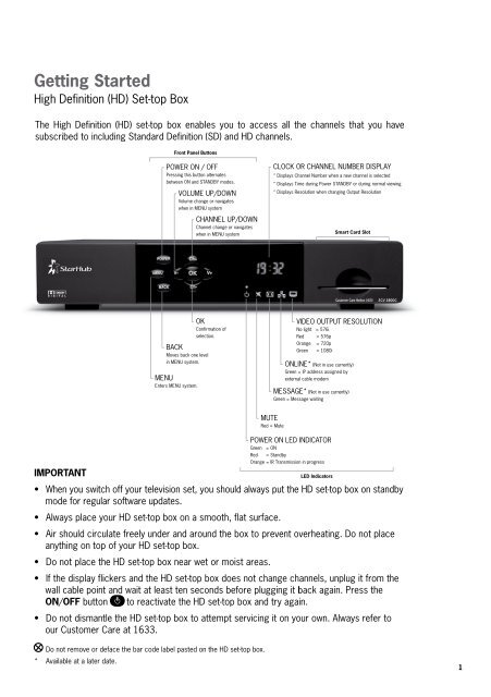 HD set-top box SCV-3800C - StarHub