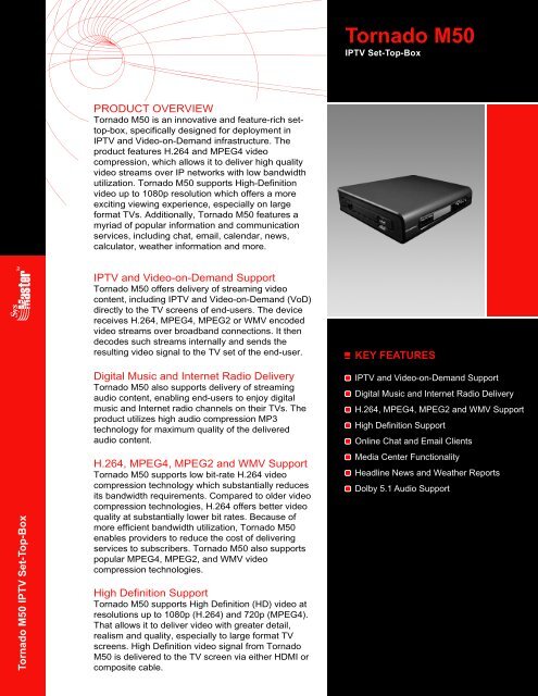 Tornado M50 IPTV Set-Top-Box Brochure - SysMaster