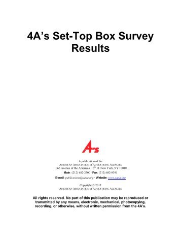 4A's SET TOP BOX SURVEY RESULTS - American Association of ...