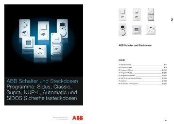 ABB Schalter und Steckdosen Programme: Sidus, Classic, Supra ...