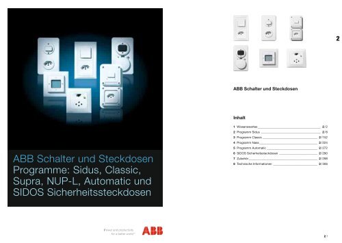 ABB Schalter und Steckdosen Programme: Sidus, Classic, Supra ...