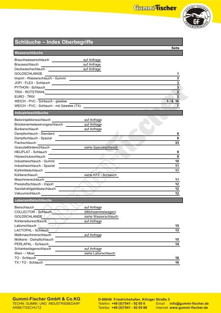 01 Schläuche - Gummi-Fischer GmbH & Co.KG