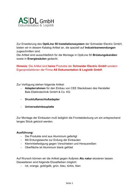 Universaleinbauplatte - AS Dokumentation und Logistik GmbH