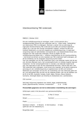 Intentieverklaring TBC-onderzoek - Rijksdienst Caribisch Nederland