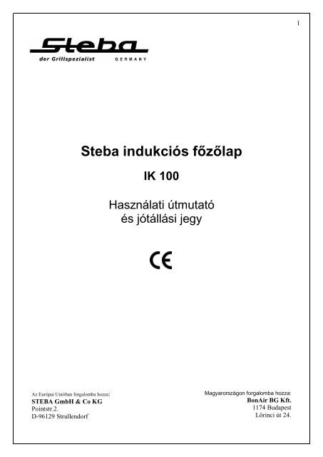 Steba indukciós főzőlap IK 100 - BonAir