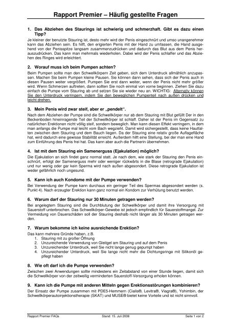 Rapport Premier  Hufig gestellte Fragen