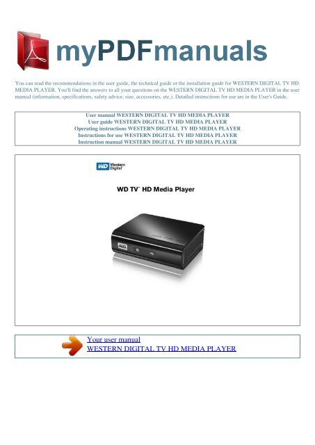 User manual WESTERN DIGITAL TV HD MEDIA PLAYER - 1