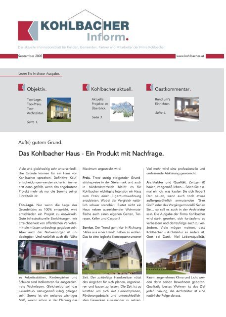 Entwur zum Druck Firma 205 + Hausübergaben ... - Kohlbacher GmbH