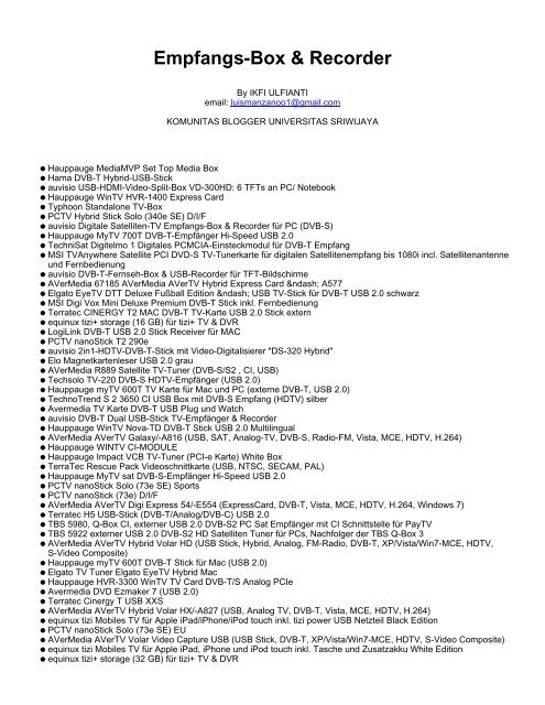 Empfangs-Box & Recorder - Komunitas Blogger Unsri - Universitas ...