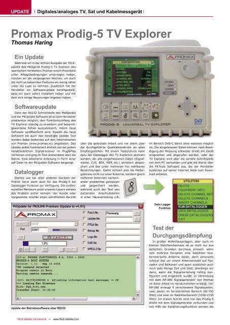 Promax Prodig-5 TV Explorer - TELE-satellite International Magazine