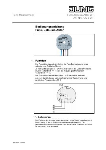 Bedienungsanleitung Funk- Jalousie-Aktor