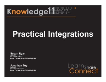 Practical Integrations Susan Ryan - ServiceNow Community