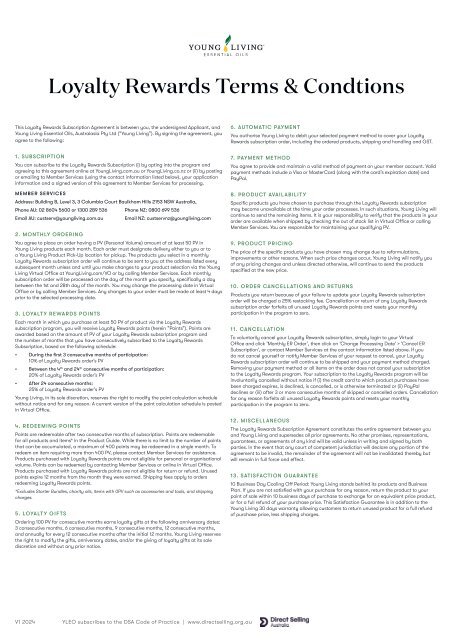 Loyalty Rewards Terms and Conditions AUS