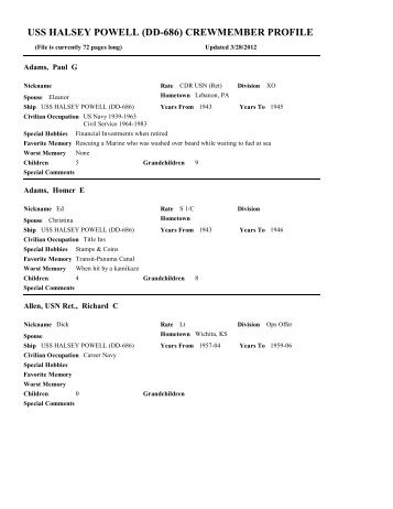 uss halsey powell (dd-686) - Military Locator & Reunion Service