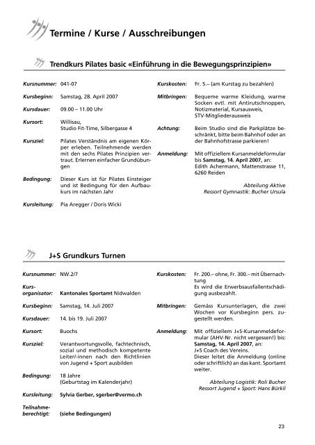 Termine / Kurse / Ausschreibungen - TURNVERBAND Luzern, Ob ...