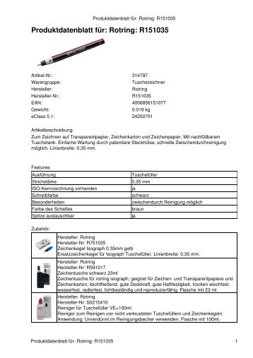 Produktdatenblatt für: Rotring: R151035