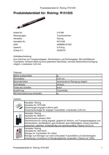 Produktdatenblatt für: Rotring: R151025