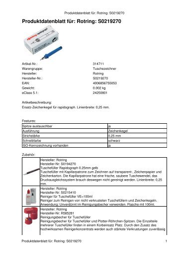 Produktdatenblatt für: Rotring: S0219270