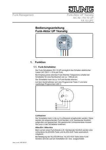 Bedienungsanleitung Funk-Aktor UP 1kanalig