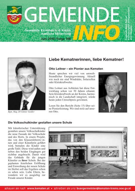 Liebe Kematnerinnen, liebe Kematner! - Kematen an der Krems ...