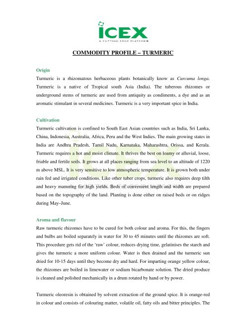 COMMODITY PROFILE – TURMERIC