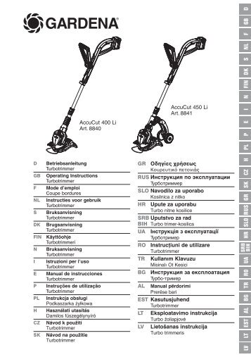 OM, Gardena, Turbotrimmer, Art 8840-20, Art 08841-20, 2012-05