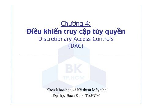 Chương 4: Điều khiển truy cập tùy quyền - Khoa Khoa học và Kỹ ...