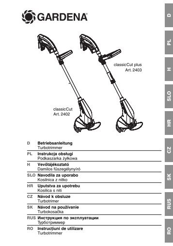 Betriebsanleitung zu Gardena Turbotrimmer classicCut 2402