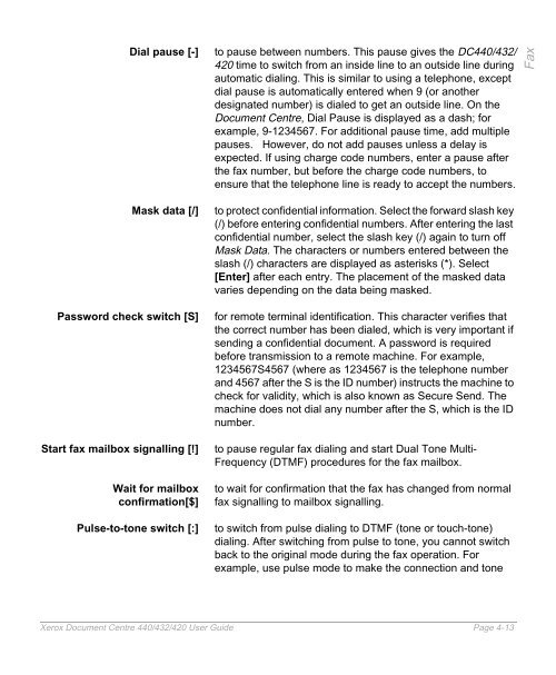 Xerox Document Centre 440/432/420 User Guide